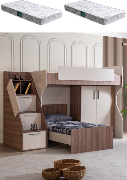 Ranza, Milano Çift Kişilik Dolaplı Modern Ranza + 2 Adet Comfort Yatak