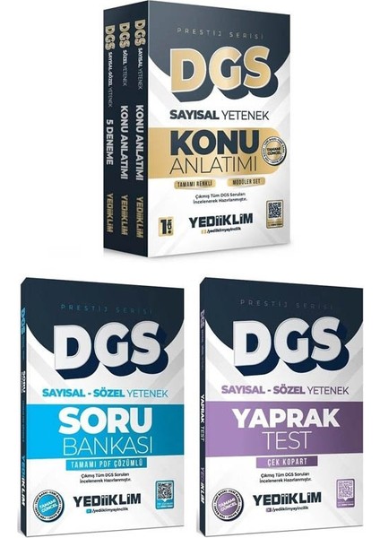 Yediiklim 2026 Dgs Prestij Modüler Konu + Soru Bankası + Yaprak Test 3 Lü Set