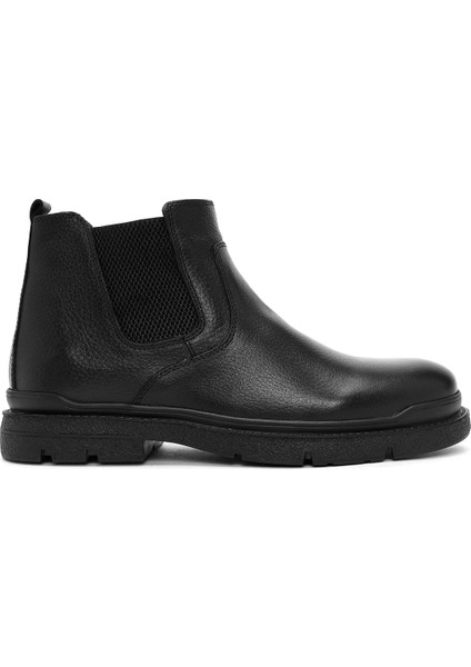 Erkek Siyah Fermuarlı Deri Casual Bot 25WFD6805FT
