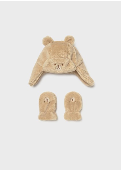 Erkek Bebek Peluş Şapka E Eldiven Takım
