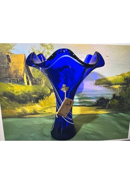 Alman Kaspar Bleikrisrall Kristal Vazo 22,5 cm Boyunda 16,5 cm Ağız Çapında