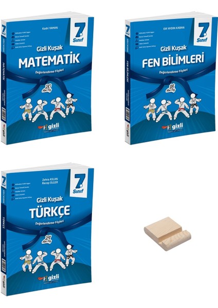 7. Sınıf Gizli Kuşak Matematik Fen Bilimleri ve Türkçe Değerlendirme Föyleri (Deneme) 3lü Set + Telefon Tutucu