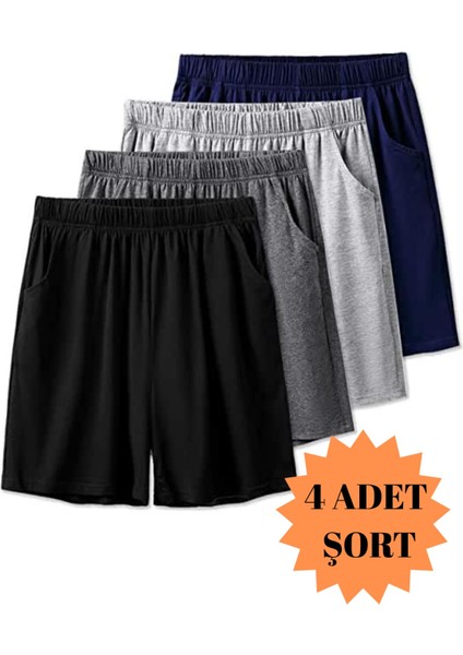 Erkek 4'lü Rahat Kesim Yazlık Şort