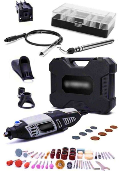 Gri Hortumlu Kalıpçı Mini Taşlama Hobi Gravür Seti 117 Parça Uç