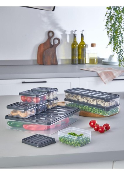9 Parça Kahvaltı ve Gıda Saklama Kabı Seti, Gri, Pratik ve Şık Tasarım fiyatları