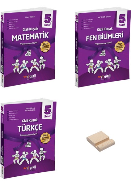 5. Sınıf Gizli Kuşak Matematik Fen Bilimleri ve Türkçe Değerlendirme Föyleri (Deneme) 3lü Set + Telefon Tutucu