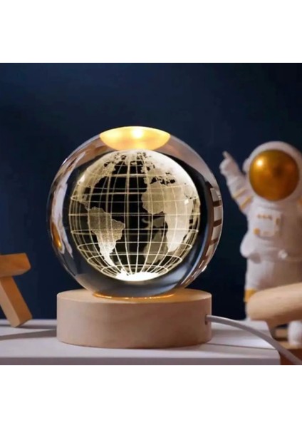 Dünya Tasarımlı Işıklı Cam Küre Cap 6 cm Kod 55