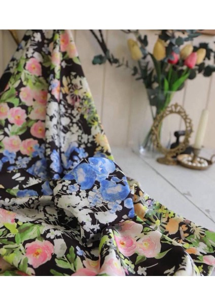 Ipek Saten Dökümlü Kumaş Çiçek Desenli modelleri