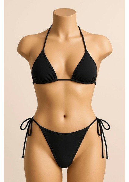 - Kadın Siyah Yandan ve Boyundan Bağlamalı Bikini Mayo Takımı fiyatları