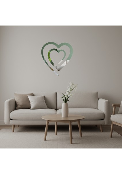 Romantik Çift Kalp Dekoratif Aynalı Tablo - LORCE6410-1613