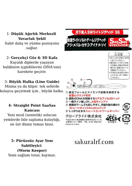 Gekkabijin Sw Light Jig Head Ss Yako #10 2,0 Gr. modelleri