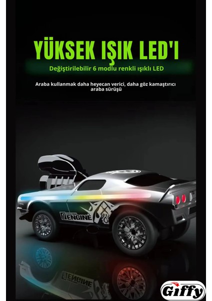 Uzaktan Kumandalı Araba 6 Farklı Mod LED Işık,şarjlı,r/c,full Fonksiyon,çılgın Crazy Akrobat Araba modelleri