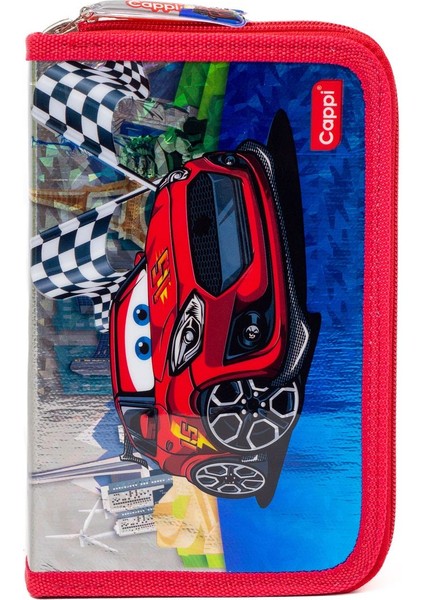 Araba Desenli Pvc Üç Bölmeli Erkek Çocuk Organizer Kalemlik Kalem Kutusu -CP7002