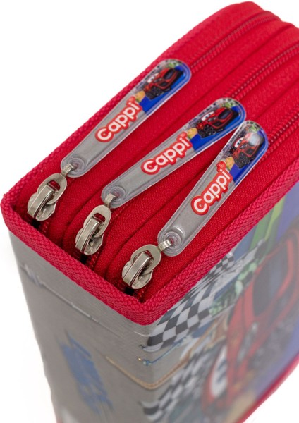 Araba Desenli Pvc Üç Bölmeli Erkek Çocuk Organizer Kalemlik Kalem Kutusu -CP7002