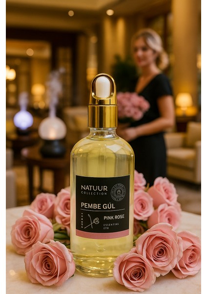 Pembe Gül Esans Buhurdanlık Difüzör Parfüm Esansı Doğal Uçucu Yağ 100 ml