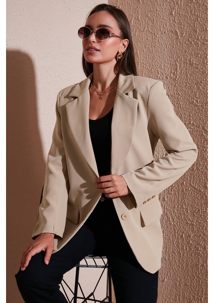 Relaxed Fit Mono Yaka Cepli Blazer Ceket Bayan Ceket 611BC00132