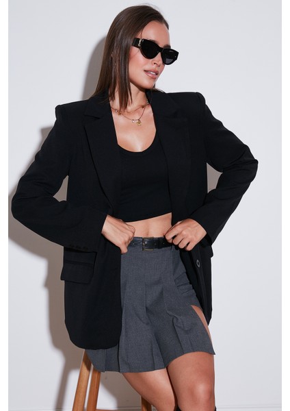 Relaxed Fit Mono Yaka Cepli Blazer Ceket Bayan Ceket 611BC00132