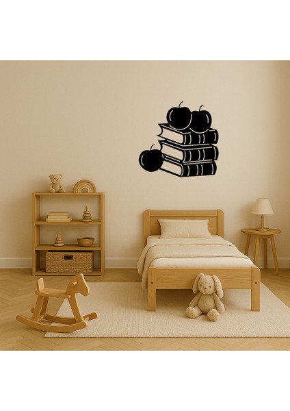 Kitaplar ve Elmaları Tasvir Eden Mdf Dekor Tablo - ALVN5776-6514 modelleri