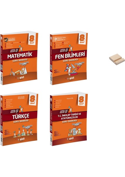 Lgs 8. Sınıf Usta Işi Matematik Fen Türkçe ve Inkılap Tarihi Soru Bankası 4lü Set + Telefon Tutucu