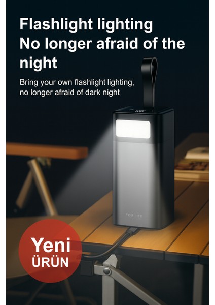 20.000 Mah 65 Watt Hızlı Şarj LED Işıklı Dahili Kablolu Powerbank | Type-C + USB Çıkışlı | Yüksek Kapasiteli Şarj Cihazı modelleri
