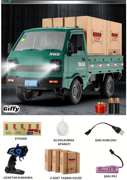 Uzaktan Kumandalı Rc Kamyonet ,yük Taşıma Aracı ,sesli ,ışıklı ,şarjlı ,(Pil Hediyeli),2.4 Ghz Araç