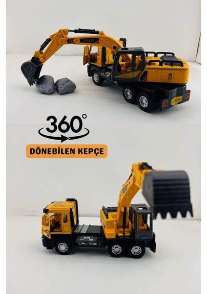 Oyuncak Iş Makinesi Sesli Işıklı Çek Bırak Vinç, Kule Vinç ve Kepçe 30 cm Aksesuarlı Kapıları Açılan fırsatları