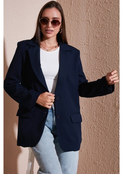 Relaxed Fit Mono Yaka Cepli Blazer Ceket Bayan Ceket 611BC00132