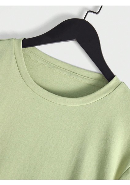 Erkek Açık Yeşil Arkası Active Ayıcık Baskılı Bisiklet Yaka T-Shirt modelleri