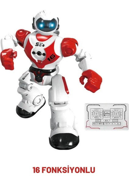 Oyuncak 16 Fonksiyonlu Şarjlı Uzaktan Kumandalı Akıllı Robot Sesli Işıklı Programlama Dans Moonwalk
