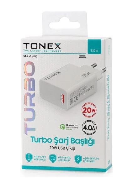 B20W Turbo USB Şarj Başlığı Turbo 20W 4.0A