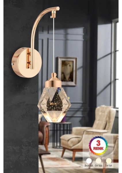 Istanbul Avize Aplik Kabarcıklı Liya Tekli Gold 3 Renk Ledli Modern LED Aplik
