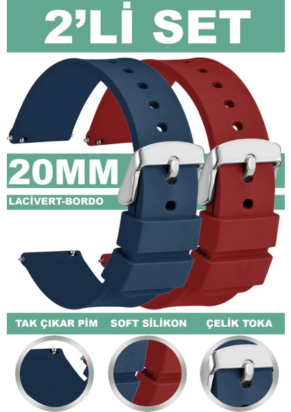 20mm Fossil-Welder-Wesse-Casio-Armani-Omega-Seiko-Tissot Saat Uyumlu Silikon Saat Kordonu Kayışı MR2