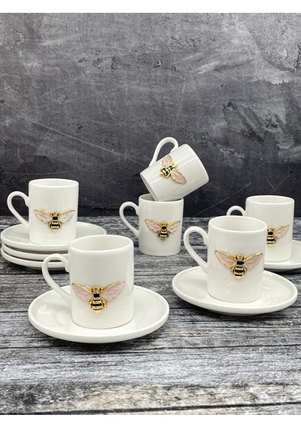 6 Kişilik Beyaz Porselen Arı Kahve Fincan Takımı Sunum Fincanı 100ML fiyatları