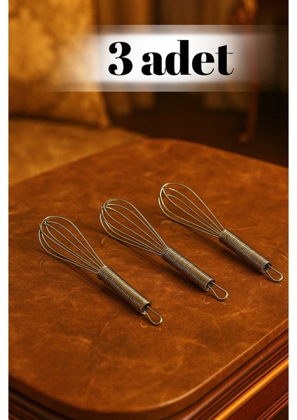 Mini Tel Çırpıcı 3’lü Set – Paslanmaz Çelik, Pratik Kullanım