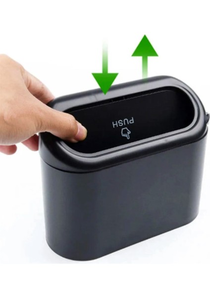 ( 2 Adet ) Oto Araba Çöp Kutusu Kapaklı Organizer Çöp Kovası Siyah