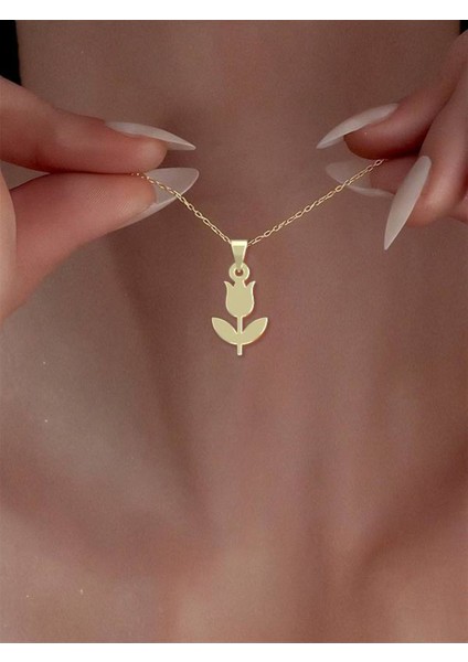 14 Ayar Altın Lale Kolye Ucu 0.3 Gr, KC12572 Kodlu