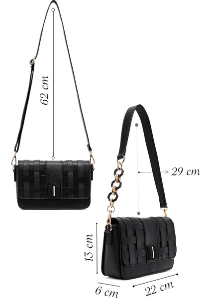 Kadın Siyah Uzun Askılı Örgü Çapraz Çanta 25ABD261529 fiyatları