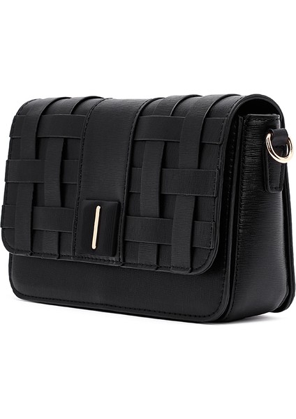 Kadın Siyah Uzun Askılı Örgü Çapraz Çanta 25ABD261529