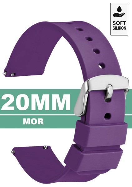 20mm Fossil-Welder-Wesse-Casio-Armani-Omega-Seiko-Tissot Saat Uyumlu Silikon Saat Kordonu Kayışı MR2 modelleri