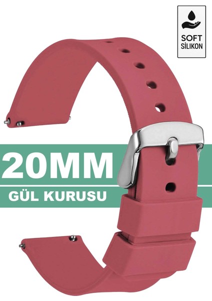 20mm Fossil-Welder-Wesse-Casio-Armani-Omega-Seiko-Tissot Saat Uyumlu Silikon Saat Kordonu Kayışı MR2 modelleri