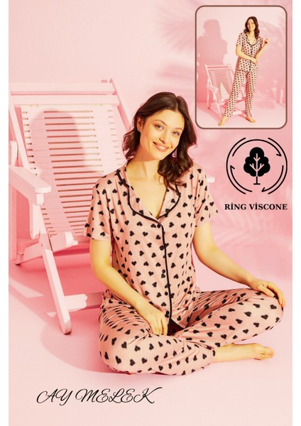 Ay Melek Kadın Pijama Takımı Ring Viscone Bambu Doku Gömlek ve Pijama Seti fiyatları