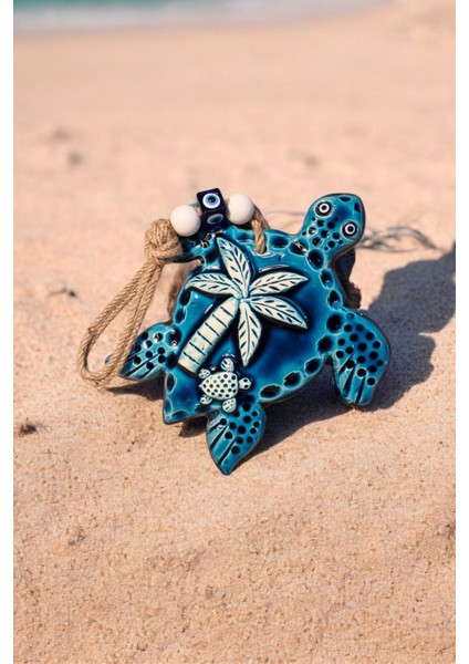 Mavi Seramik Kaplumbağa Dekoratif Süs Eşyası 18X19 cm modelleri