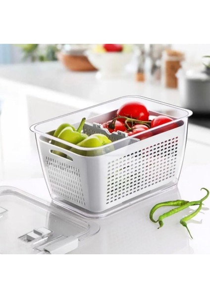 Beyaz 5 Lt Süzgeçli Saklama Kabı, Pratik ve Şık Saklama Çözümü