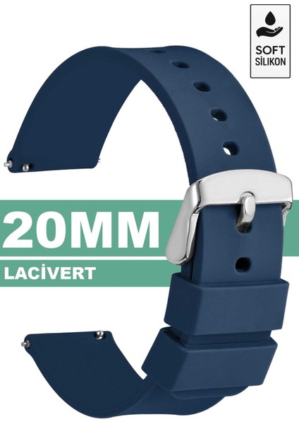 20mm Fossil-Welder-Wesse-Casio-Armani-Omega-Seiko-Tissot Saat Uyumlu Silikon Saat Kordonu Kayışı MR2 modelleri