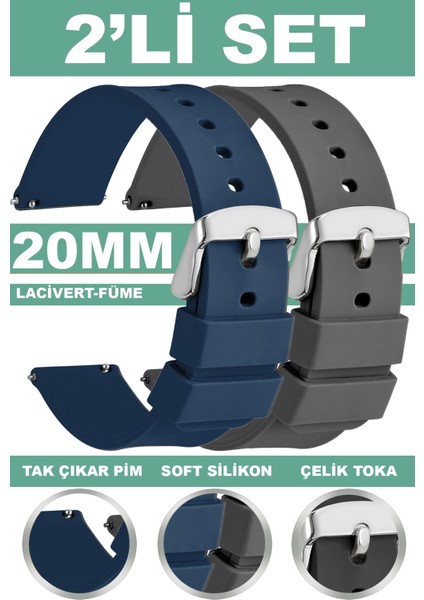 20mm Fossil-Welder-Wesse-Casio-Armani-Omega-Seiko-Tissot Saat Uyumlu Silikon Saat Kordonu Kayışı MR2