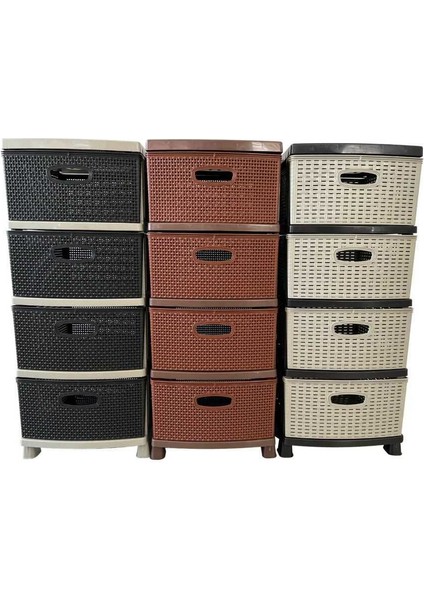 Kahverengi Büyük Boy Çok Katlı Plastik Komidin ve Sebzelik Seti modelleri