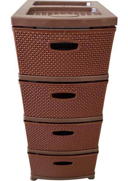 Kahverengi Büyük Boy Çok Katlı Plastik Komidin ve Sebzelik Seti fırsatları