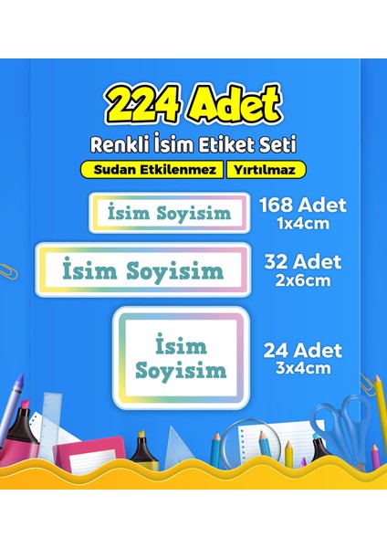 Okul Kreş Kişiye Özel Isim Etiket Seti - Model 597