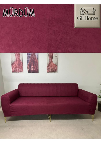 Süet Detaylı Angora Kumaş 3lü Komple Giydirme Kanepe & Çekyat, Bohem, Porto, Vb. Model Koltuk Kilifi