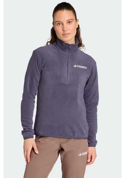 Multi Essentials 1-2 Zip Fleece Kadın Mor Yürüyüş Polar.-